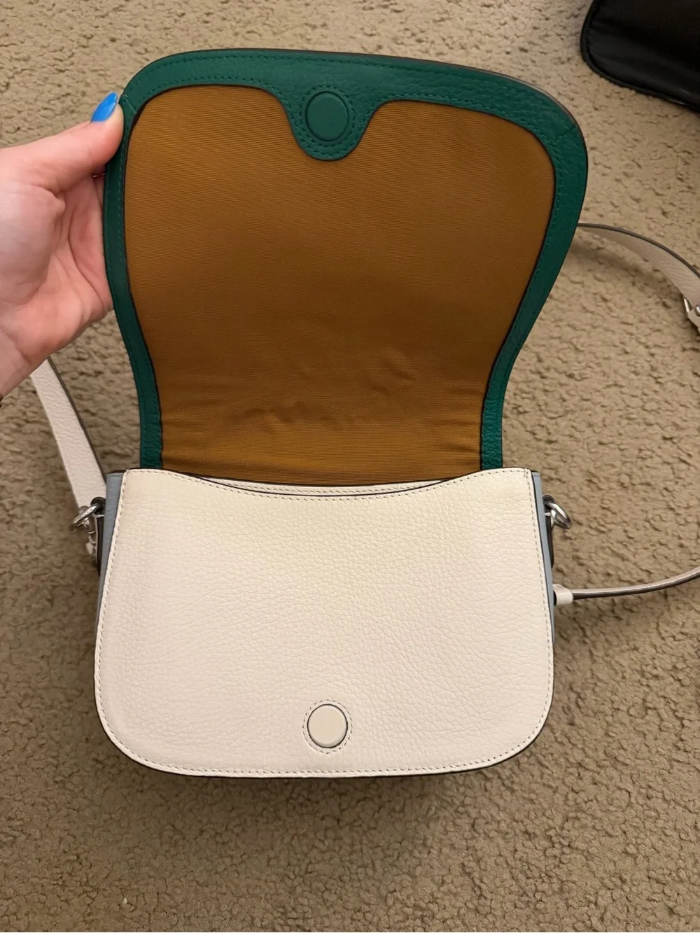 Coach Teal Green Pebbled Leather Crossbody with Embossed Coach Logo